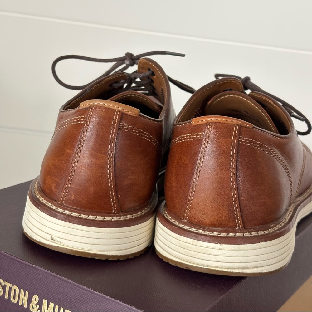 Johnston & Murphy Upton Plain Toe Men's Tan Leather Shoes Size 10 - Picture 5 of 16